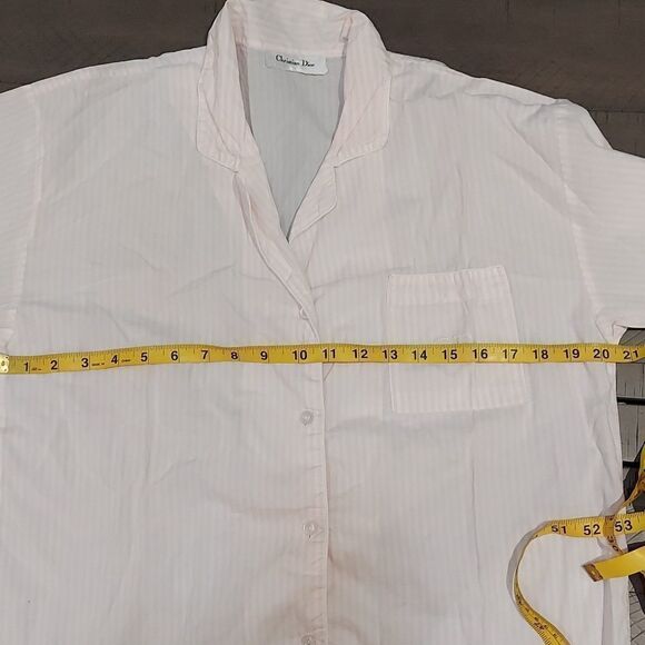 Vintage Christian Dior Pink Striped Pajama Shirt - Picture 5 of 6